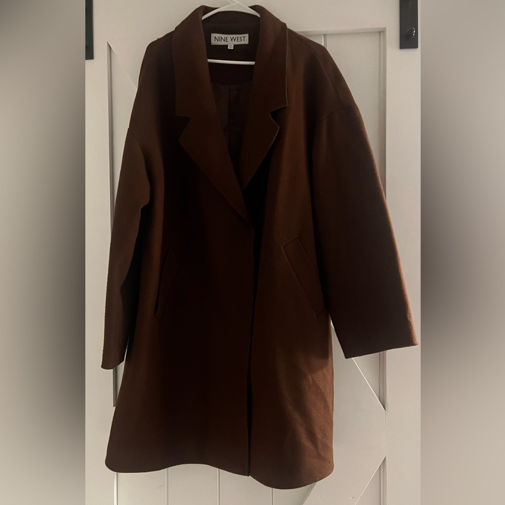 Brown Wool-Blend Coat (Plus Size)